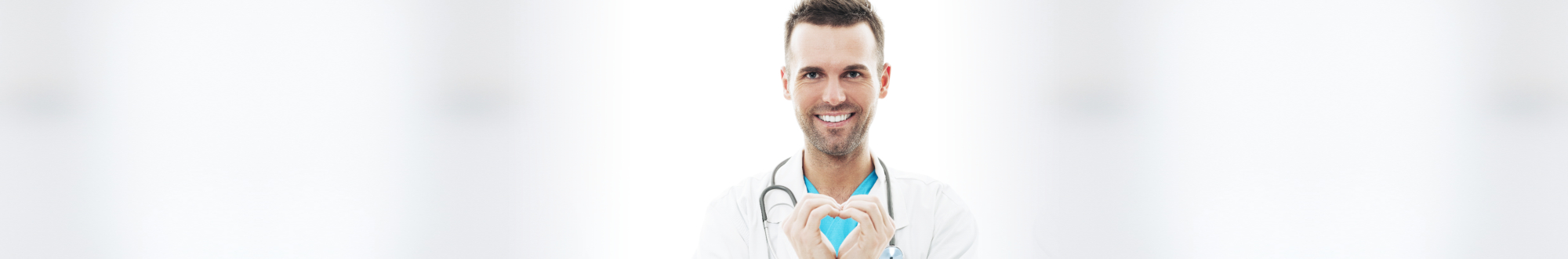 portrait of a doctor giving heart shape